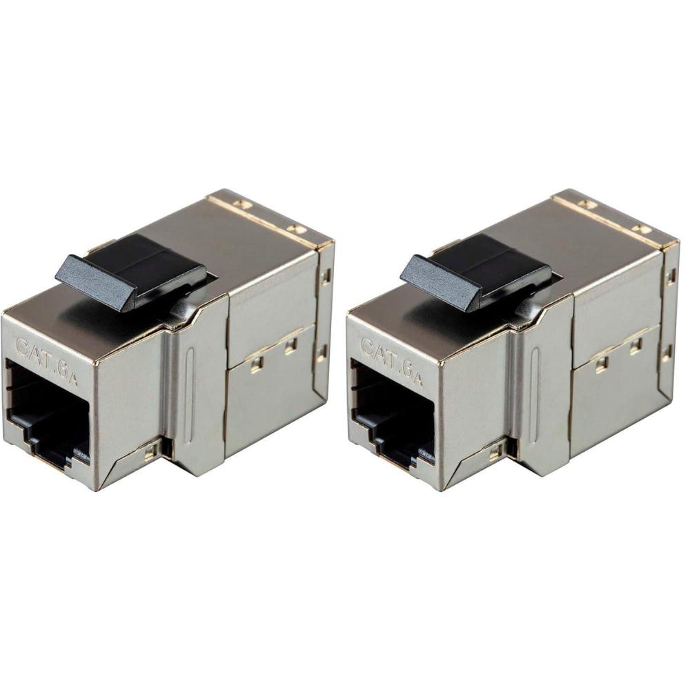 image:imageMonoprice Shielded Straight Through Cat6A RJ45 Keystone inLine Coupler  10G Use for Networking As an Extender Between Two Patch Cables Silver1 Count Pack of 2