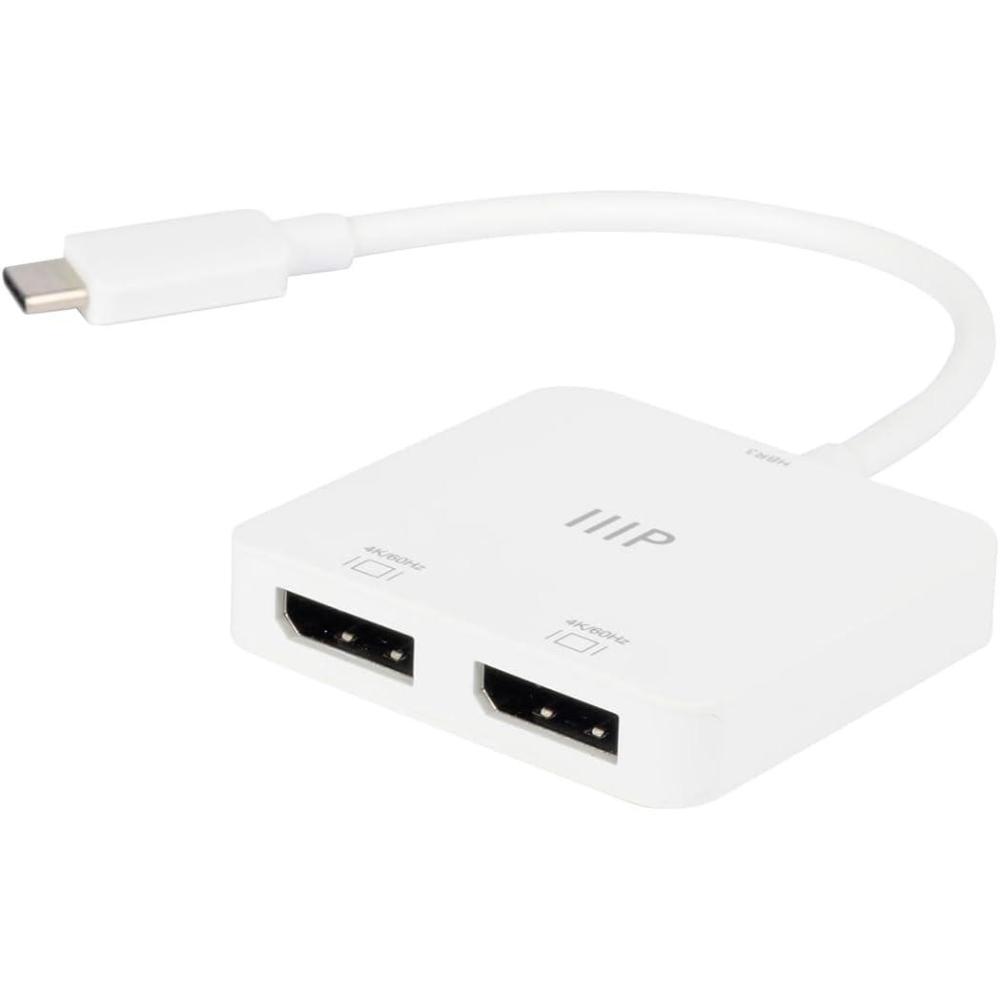 image:imageMonoprice USBC to Dual 4K DisplayPort Adapter Dual 4K60Hz HDR Supports MST SST and Mirror Modes Portable Compatible with Thunderbolt 3 Devices with Windows and MacOSWhite