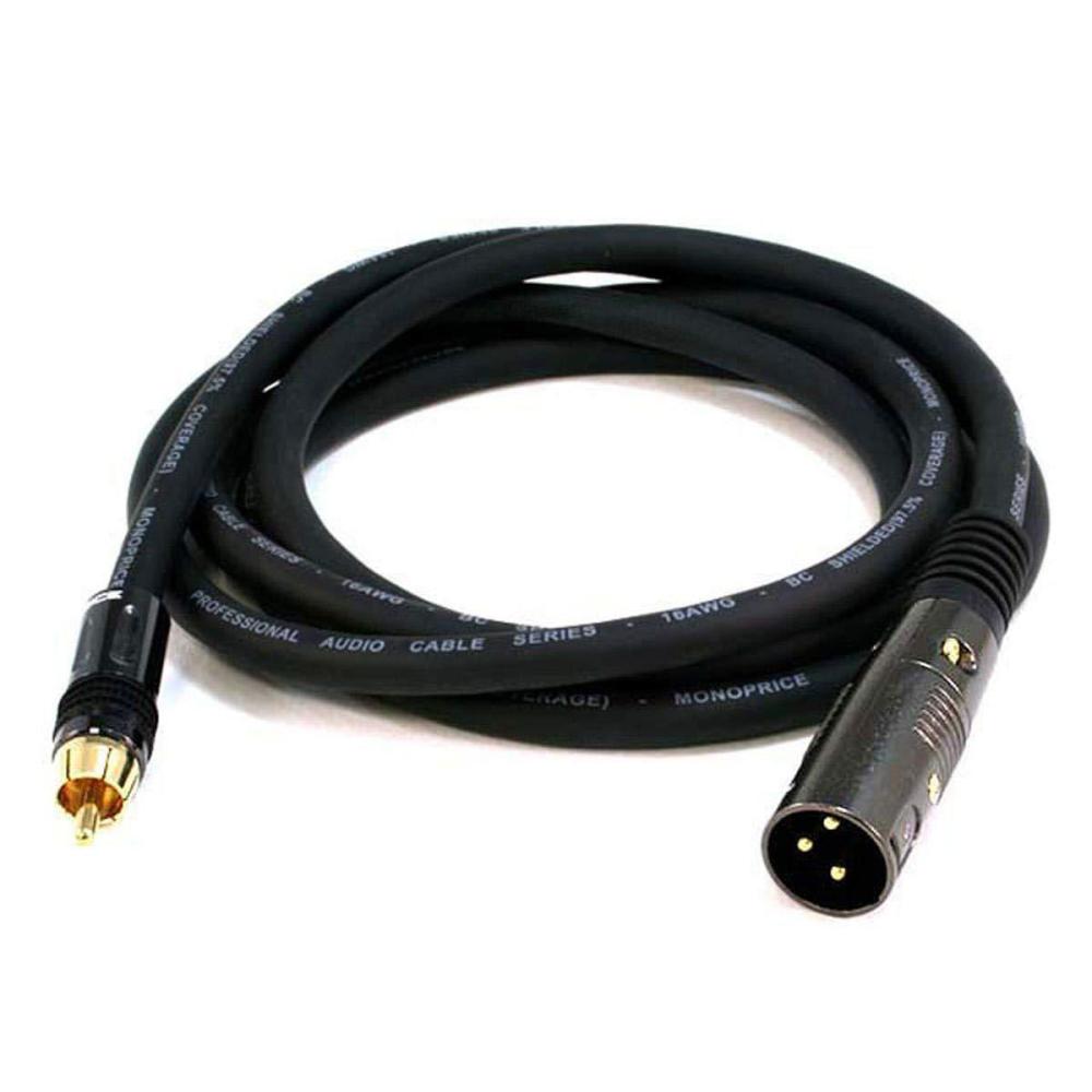 image:imageMonoprice XLR Male to RCA Male Cable 6 Feet Black 16AWG Shielded Twisted Pair OxygenFree Copper Braid Conductors E21 Gold Plated Connectors Premier SeriesXLR MM