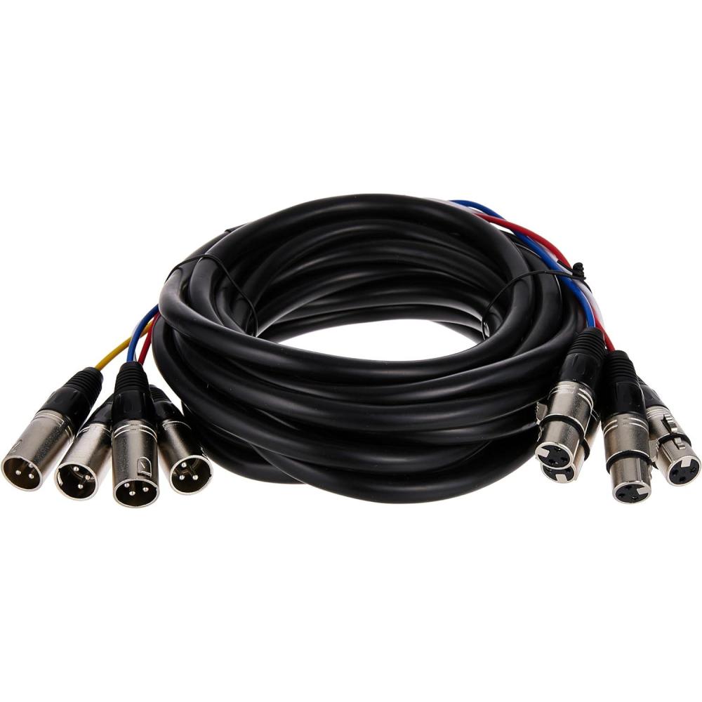 image:imageMonoprice XLR Male to XLR Female Snake Cable 10 Feet BlackSilver 4Channel Metal Connector Housings Plastic and Rubber Cable Boots20 Feet
