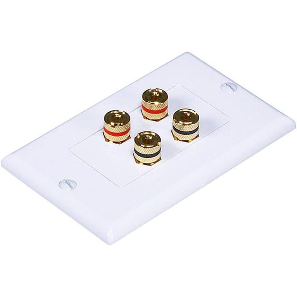 image:imageMoonrise Monoprice 103326 Banana Binding Post TwoPiece Inset Coupler Wall Plate for 4 Speakers White2 Speaker