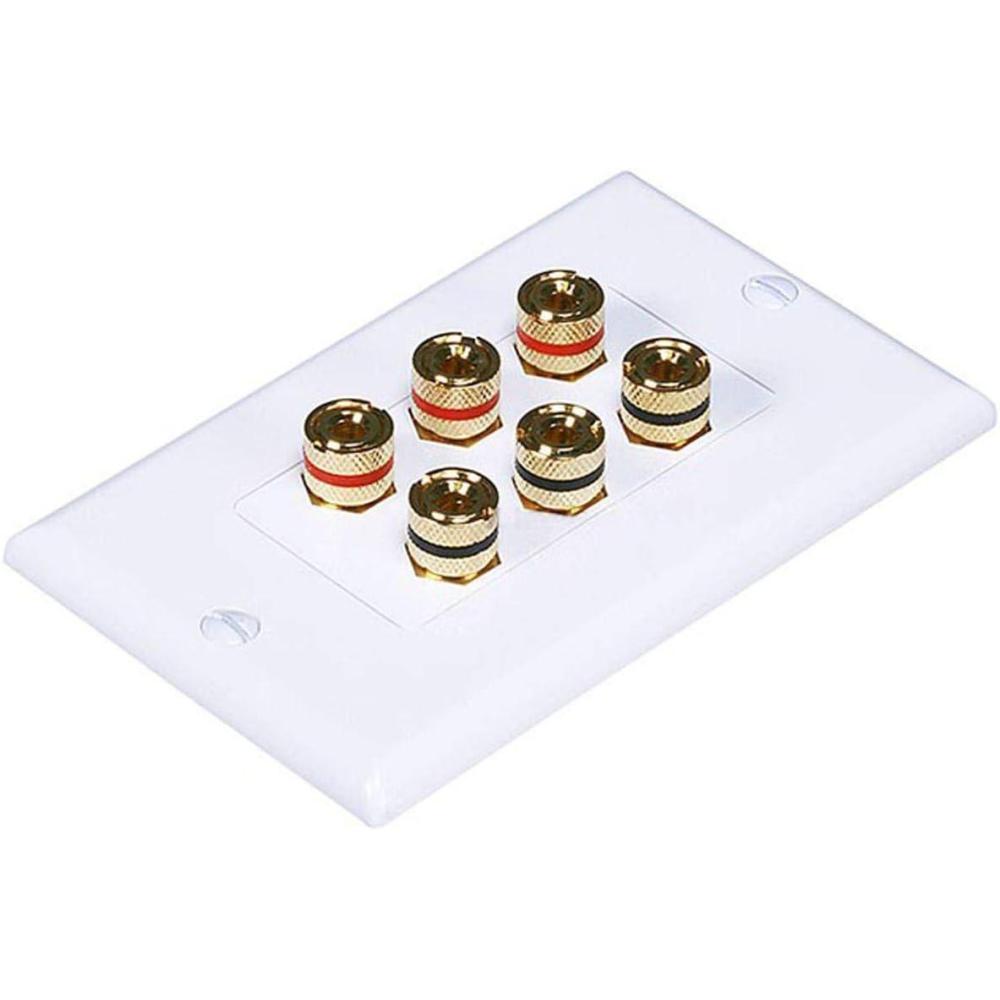 image:imageMoonrise Monoprice 103326 Banana Binding Post TwoPiece Inset Coupler Wall Plate for 4 Speakers White3 Speaker