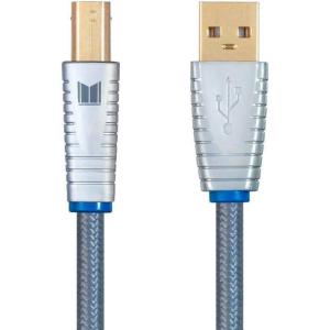Monolith USB Digital Audio Cable – USB Type-A to USB Type-B, Gold-Plated Connectors, 22AWG, 1 Meter, Gray(2 Meter)