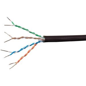Monoprice 1000′ 23AWG Cat6a 650MHz UTP Solid, Riser-Rated (CMR) Bulk Pure Bare Copper Ethernet Cable, Black – (118600)(Black)