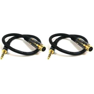 Monoprice 104768 3-Feet Premier Series XLR Female to 1/4-Inch TRS Male 16AWG Cable gold(1.5 Feet (Pack of 2))