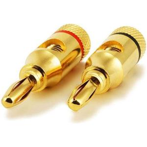 Monoprice 109437 5PRJX74047 Gold Plated Speaker Banana Plugs – 5 Pairs – Open Screw Type, For Speaker Wire, Home Theater, Wall Plates And More(1 Count (Pack of 1))