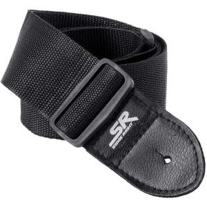 Monoprice 2-inch Adjustable Guitar Strap – Nylon with Synthetic Leather Ends, Black -Stage Right Series