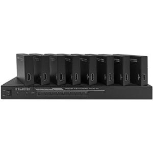 Monoprice 4K HDMI 2.0 1×8 Splitter Extender Kit – Up to 60 Meters 4K@60Hz, 18Gbps, HDR10, HDR10+, Dolby Vision, Hyper Log‑Gamma, HDCP 2.2, HDMI Loop Out, EDID, PoC, 8 Receivers – Blackbird Series