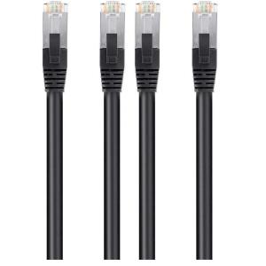 Monoprice Cat6 PoE Ethernet Patch Cable – 10 Feet – Black, 600V, Shielded RJ45, Solid, 550MHz, STP (U/FTP), 24AWG(14 Feet (Pack of 2))