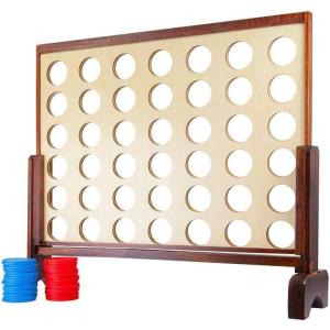 Monoprice Giant Four-in-a-Row – for Tailgating, Bbqs, Camping, Outdoor Events, and Much More – Pure Outdoor Collection, Wood, 34 x 26 x 4.25 inches