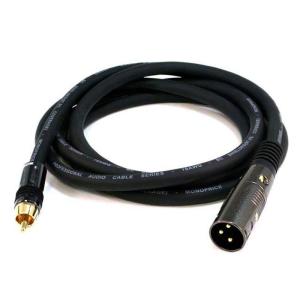 Monoprice XLR Male to RCA Male Cable – 6 Feet – Black, 16AWG Shielded Twisted Pair Oxygen-Free Copper Braid Conductors, E21 Gold Plated Connectors – Premier Series(XLR M/M)