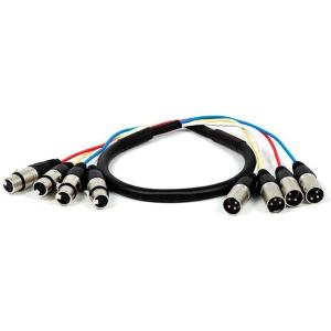 Monoprice XLR Male to XLR Female Snake Cable – 10 Feet- Black/Silver, 4-Channel, Metal Connector Housings Plastic and Rubber Cable Boots(3 Feet)
