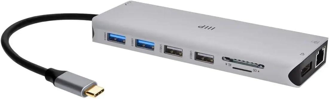 image:imageMonoprice 13in1 DualHDMI DisplayPort MultiStream Transport MST Triple Monitor Docking Station 4K 5Gbps USB A Ethernet Card Reader 100W PD Silver