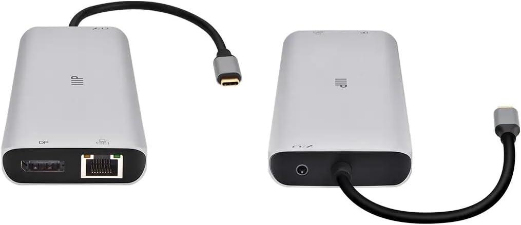 image:imageMonoprice 13in1 DualHDMI DisplayPort MultiStream Transport MST Triple Monitor Docking Station 4K 5Gbps USB A Ethernet Card Reader 100W PD Silver