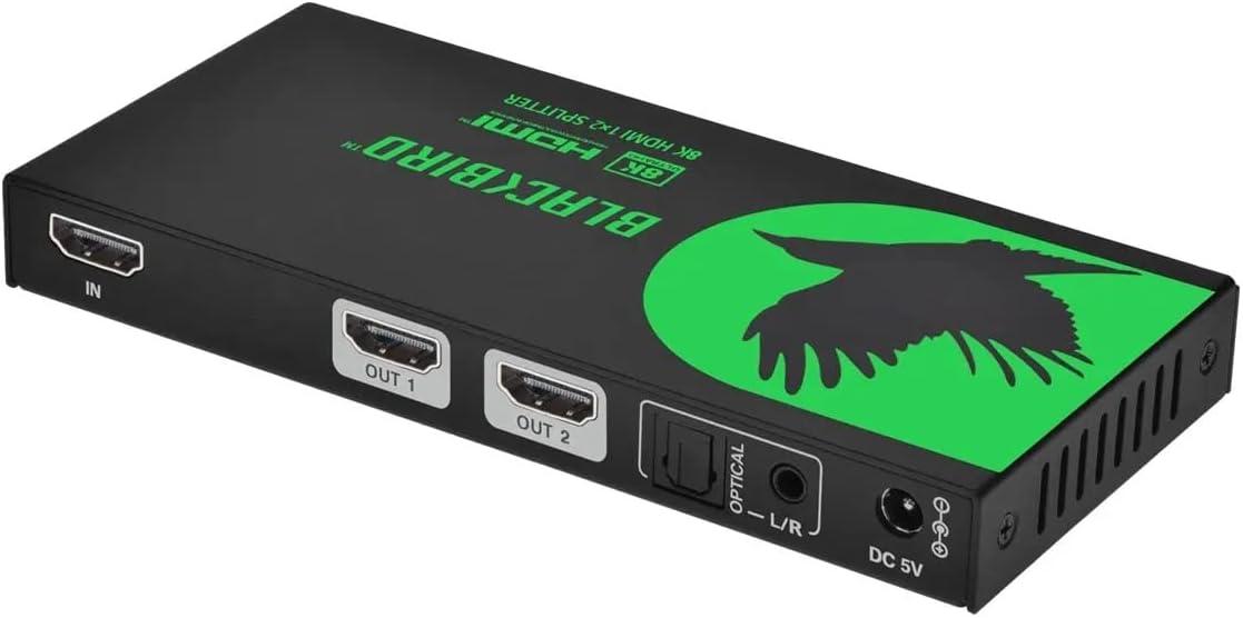 image:imageMonoprice 1x2 HDMI Splitter with Audio Extraction 8K60Hz 4K120Hz 40Gbps HDMI 21 HDCP 23 HDR10 and Dolby Vision for HDTV Xbox PS543 Fire TV Roku PC Projector Blackbird Series