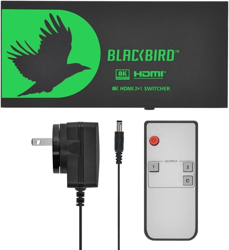 image:imageMonoprice 2x1 HDMI Switch with Audio Extraction 8K60Hz 4K120Hz HDMI 21 HDCP 23 40Gbps IR Remote Control HDR10 for 4K UHD TV PS5 Xbox Series X Fire TV Roku Blackbird Series