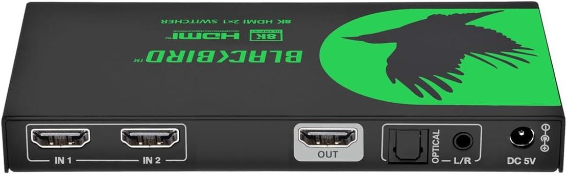 image:imageMonoprice 2x1 HDMI Switch with Audio Extraction 8K60Hz 4K120Hz HDMI 21 HDCP 23 40Gbps IR Remote Control HDR10 for 4K UHD TV PS5 Xbox Series X Fire TV Roku Blackbird Series