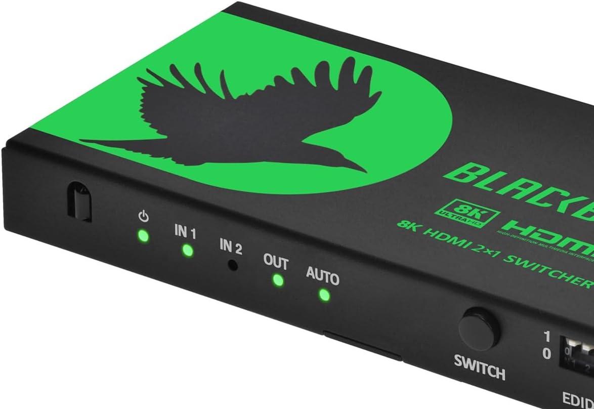 image:imageMonoprice 2x1 HDMI Switch with Audio Extraction 8K60Hz 4K120Hz HDMI 21 HDCP 23 40Gbps IR Remote Control HDR10 for 4K UHD TV PS5 Xbox Series X Fire TV Roku Blackbird Series