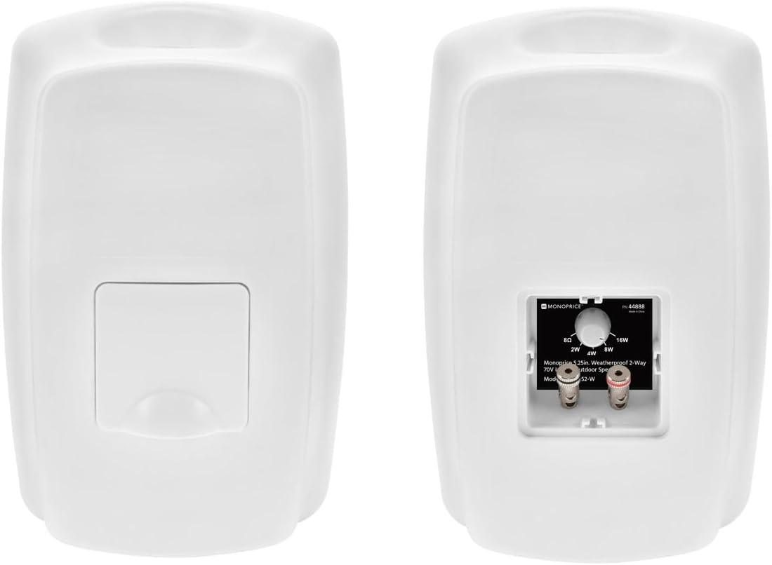 image:imageMonoprice WS7B52W 525in Weatherproof 2Way 70V IndoorOutdoor Speaker for Use in Whole Home Audio Systems Restaurants Bars Retail Stores Patio Poolside Garage White Each