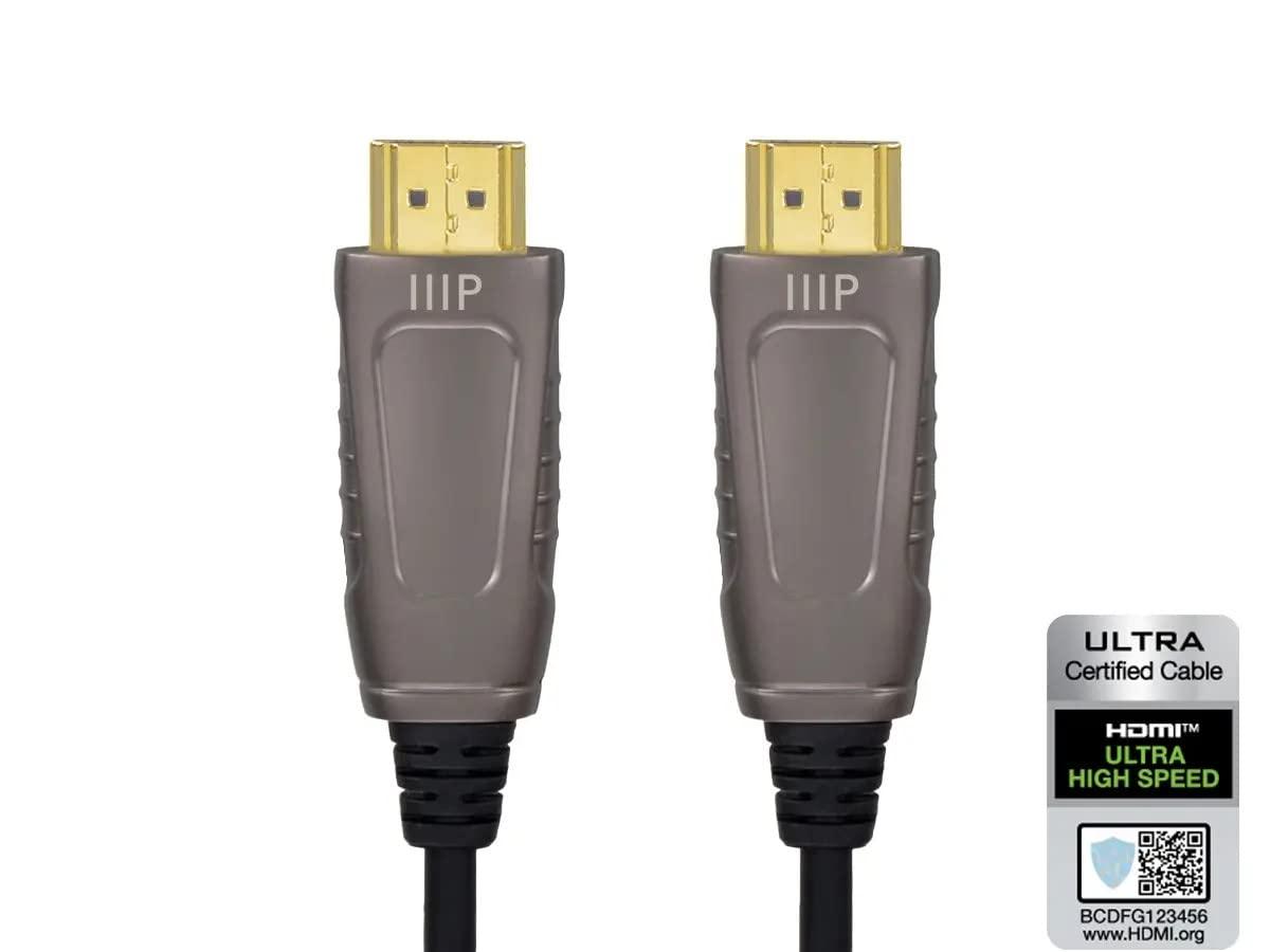 image:imageMonoprice 8K Ultra High Speed Fiber Optic Certified HDMI Cable HDMI 21 8K60Hz 4K120Hz 48Gbps HDR VRR Active Optical Cable AOC CMP Plenum Rated 65ft Black10 Meters