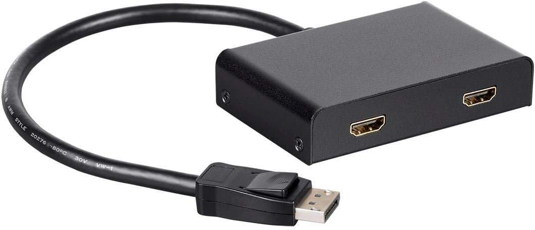 image:imageMonoprice 2Port DisplayPort 12 to HDMI MultiStream Transport MST Hub 4K30Hz for 2 Displays 216 Gbps Bandwidth 118 Inch Cable Black