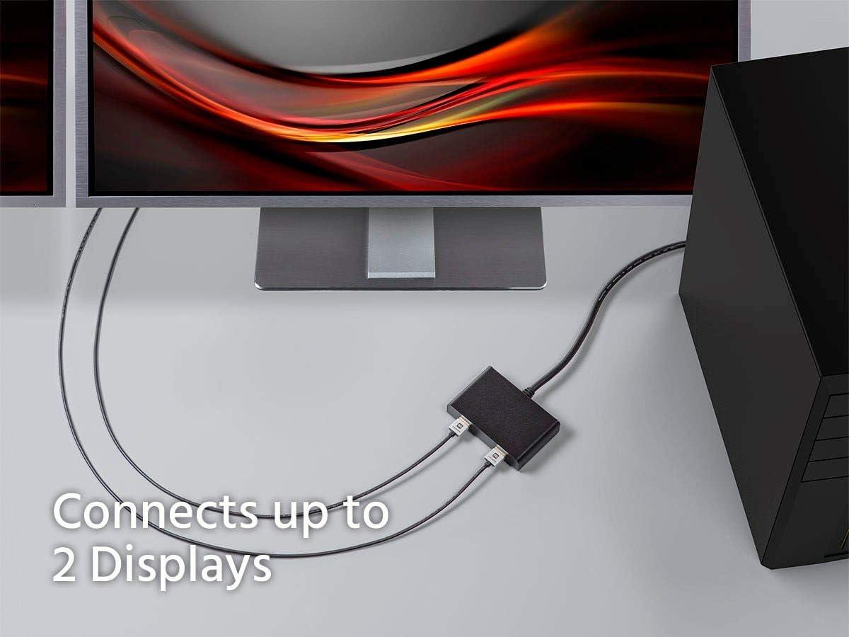 image:imageMonoprice 2Port DisplayPort 12 to HDMI MultiStream Transport MST Hub 4K30Hz for 2 Displays 216 Gbps Bandwidth 118 Inch Cable Black