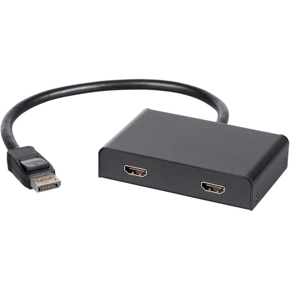 image:imageMonoprice 2Port DisplayPort 12 to HDMI MultiStream Transport MST Hub 4K30Hz for 2 Displays 216 Gbps Bandwidth 118 Inch Cable Black