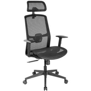 Monoprice Ergonomic Office Chair with Mesh Seat, Height Adjustable Headrest and Armrests, Lumbar Support, Backrest Tilt, Black – Workstream Collection
